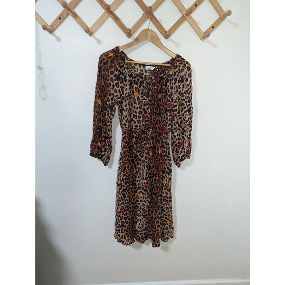 & Other Stories Leopard Print Dot Kaftan Midi Dress - Size 4 - Picture 1 of 8
